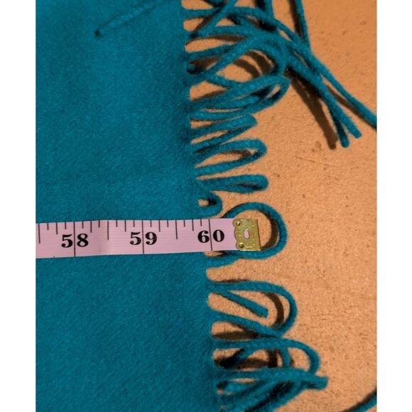 Nordstrom 100% Cashmere Fringe Scarf in a rich teal blue - Picture 4 of 7